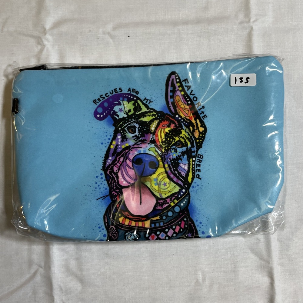 The Pouch Rescues Are My‎ Favorite Breed NWT Dog Art Makeup Bag Cosmetic Pouch